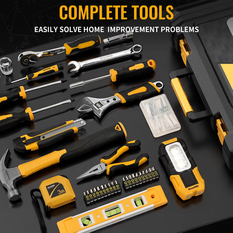 GRENPRO 219PCS tool set sturdy storage case keeps tools organized.