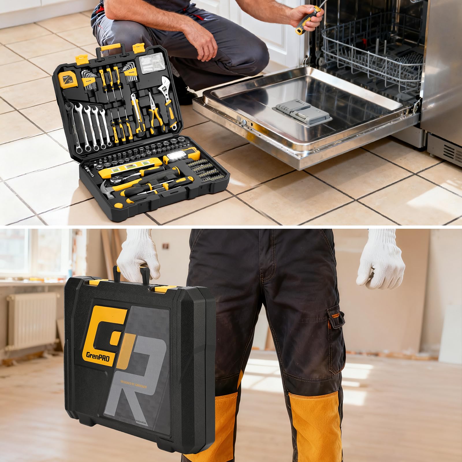 GRENPRO 219PCS tool set wood screws assortment for handy fixes.
