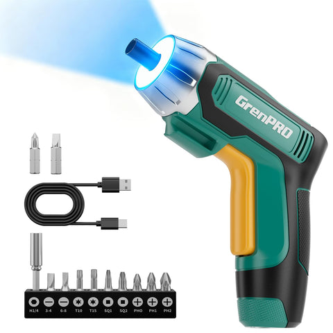 GRENPRO 4V screwdriver with ergonomic-grip for comfortable control.