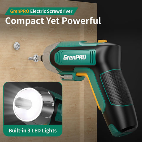 GRENPRO 4V screwdriver slim-design fits into tight spaces.