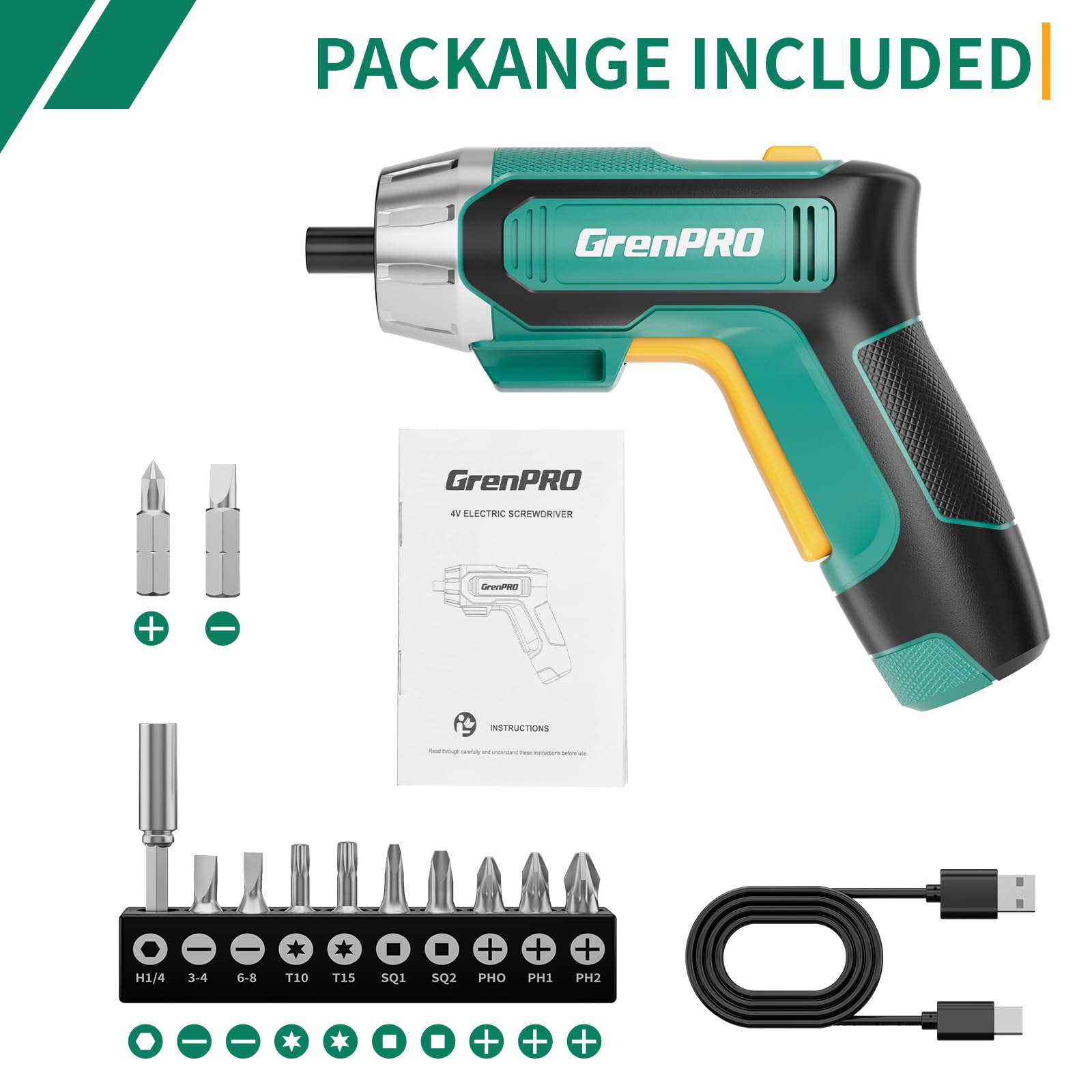 GRENPRO 4V screwdriver compact-design supports precision in small spaces.