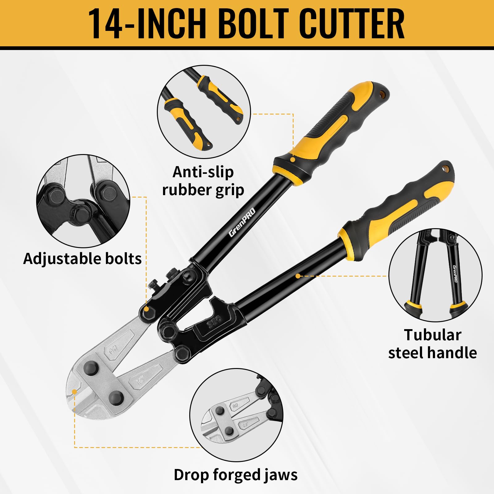 Grenpro 8-inch mini bolt cutter enables precise cuts in tight spaces.