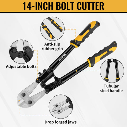 Grenpro 8-inch mini bolt cutter enables precise cuts in tight spaces.