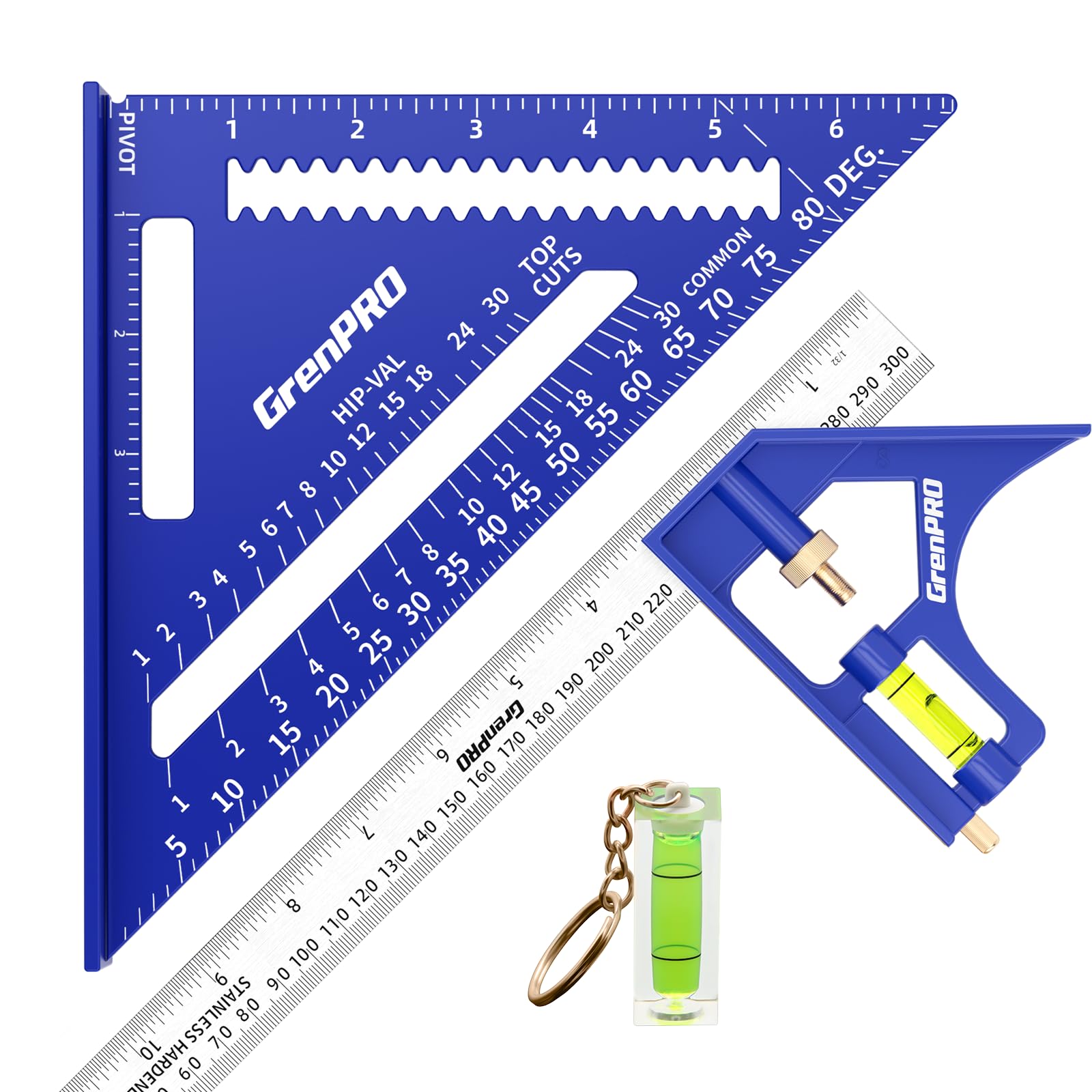 GRENPRO combination square 7in carpenter square with precise layout and grip