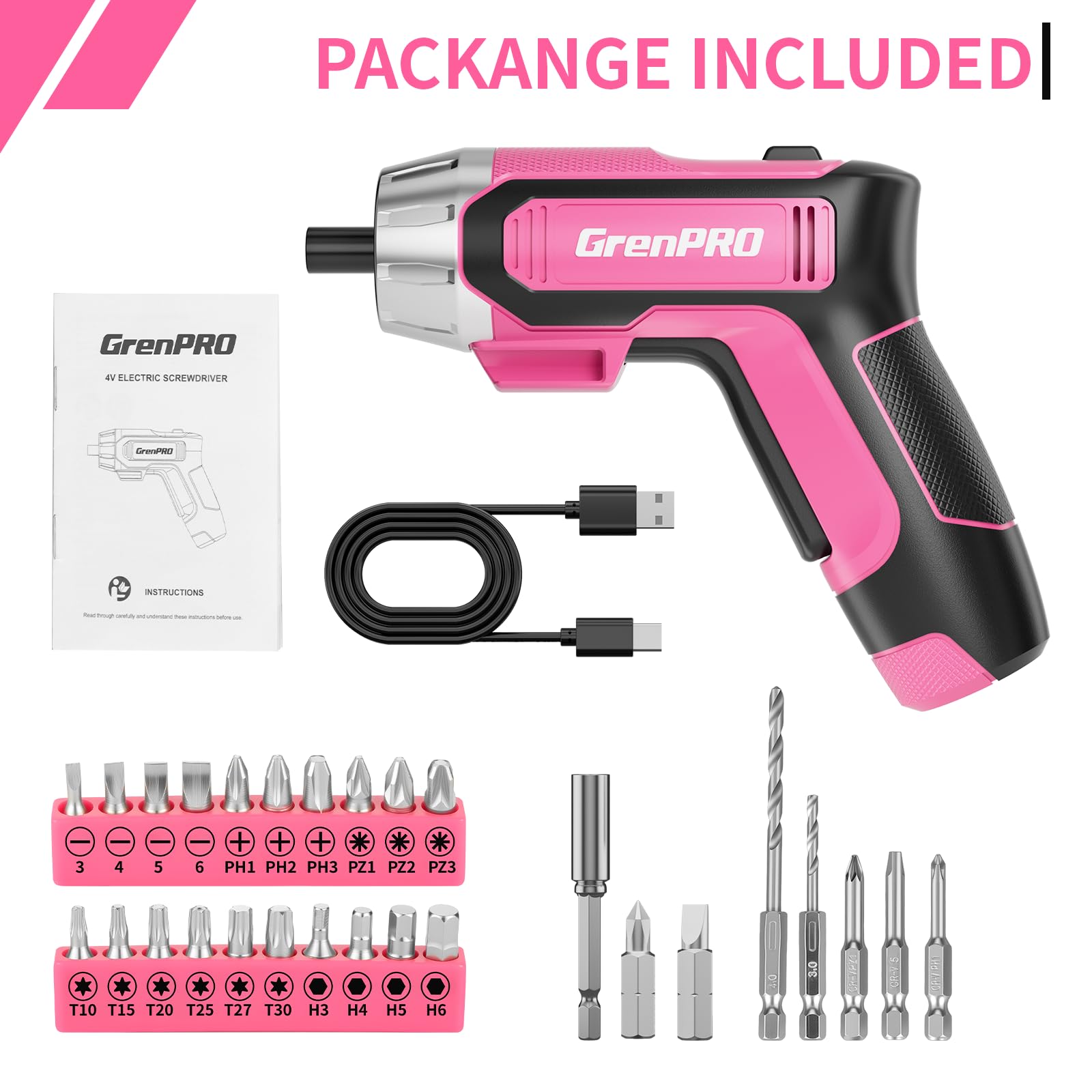 GRENPRO complete kit included with manual and bits.