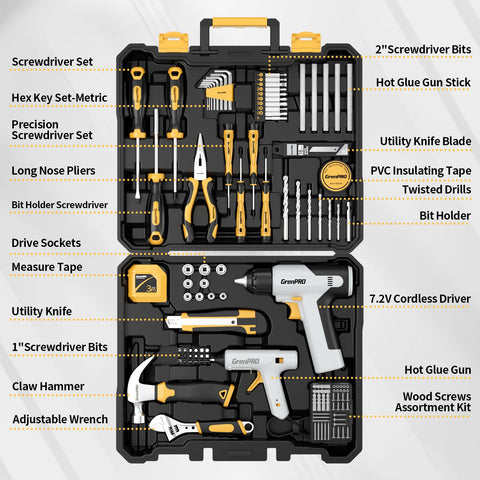 GRENPRO cordless drill in hand, ready for quick setup in small spaces