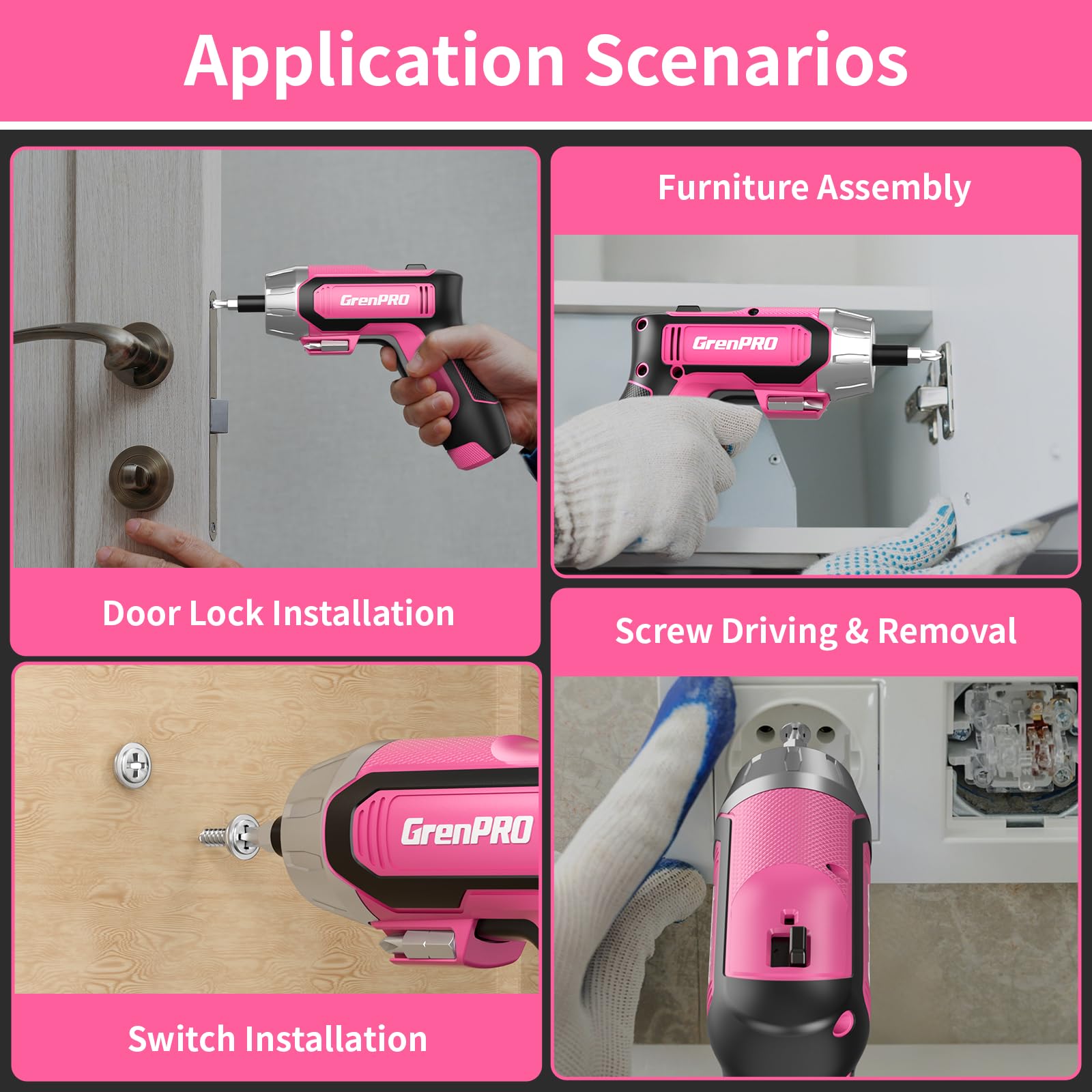 GRENPRO cordless screwdriver ideal for furniture assembly.