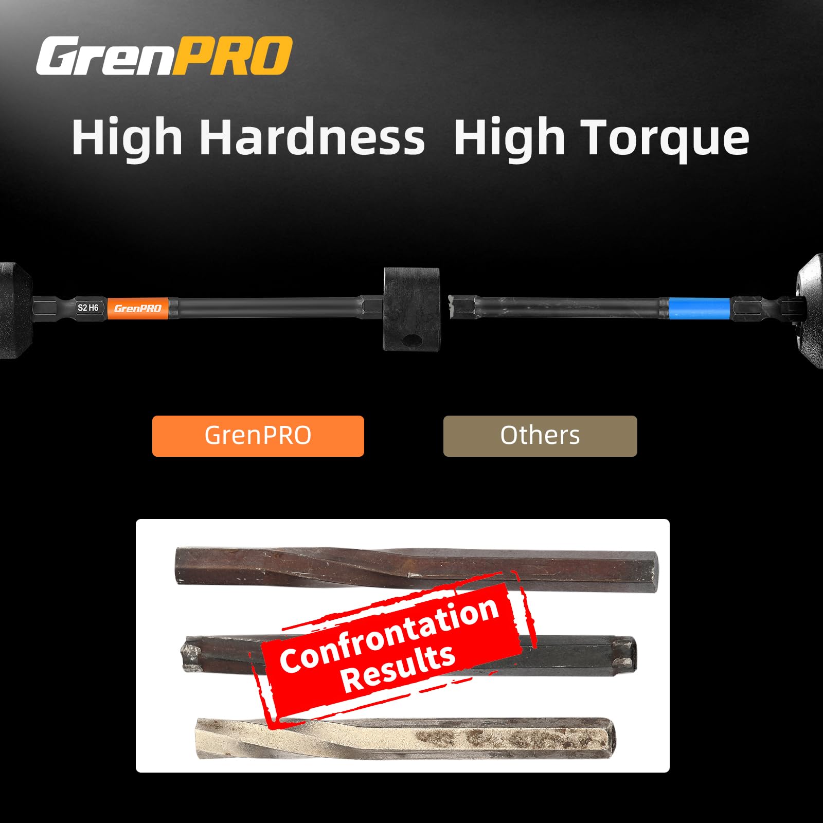 GrenPRO hex key with torsion zone absorbs torque peaks for durability.