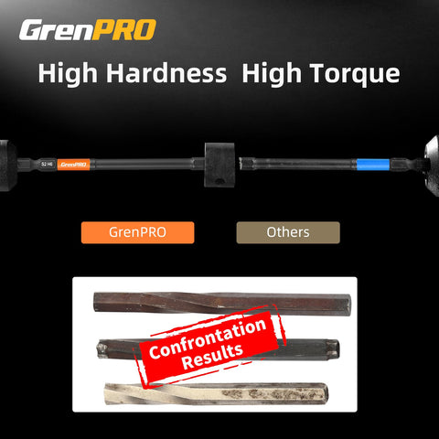 GrenPRO hex key with torsion zone absorbs torque peaks for durability.