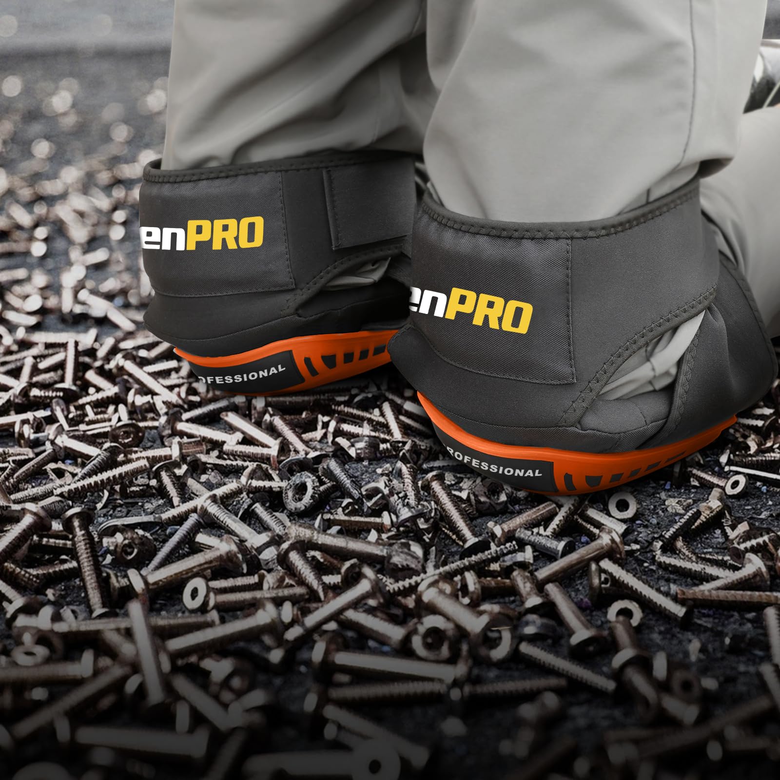GRENPRO knee pads ergonomic design supporting knee area during kneeling