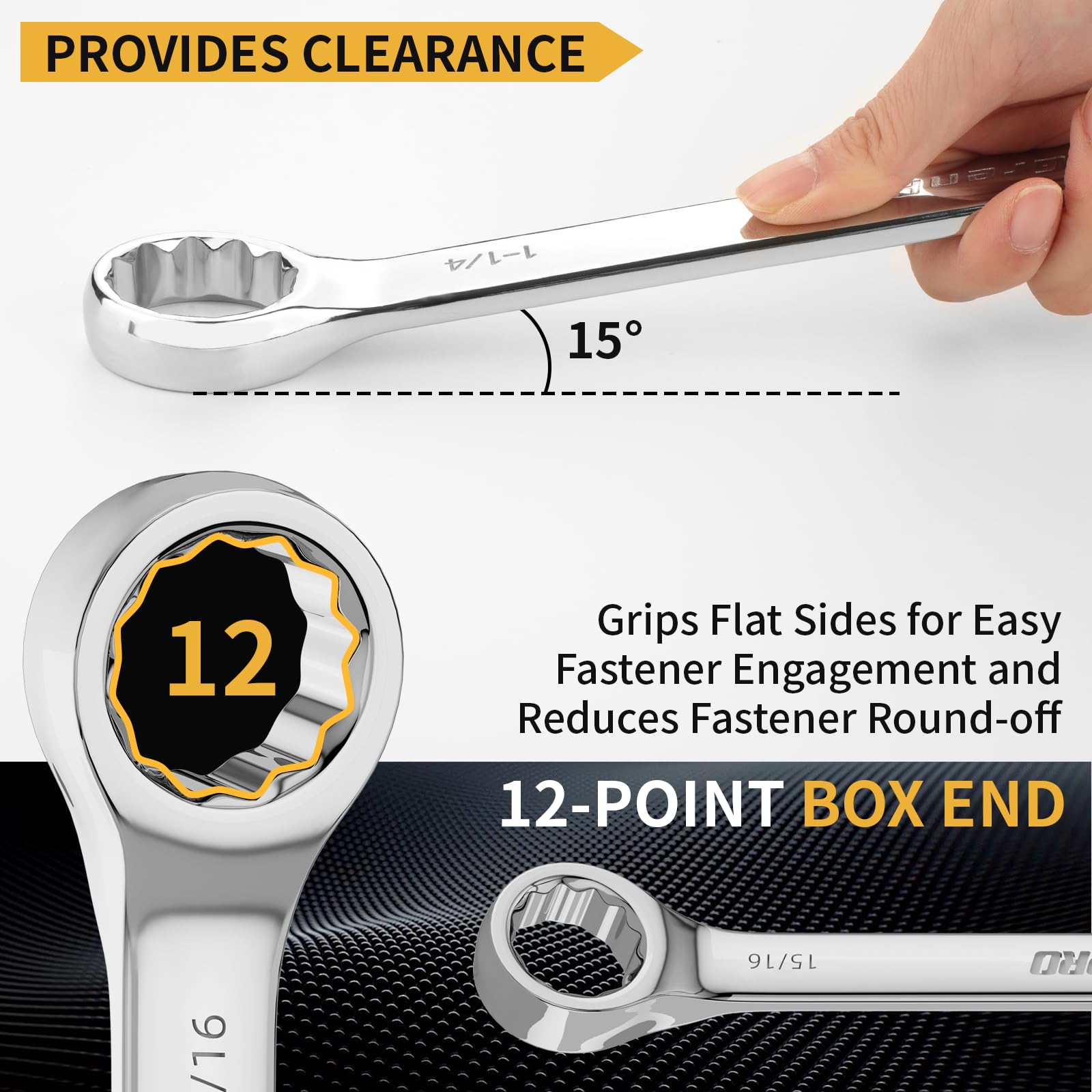 GRENPRO long wrenches in heat-treated chrome vanadium for durability during tough tasks