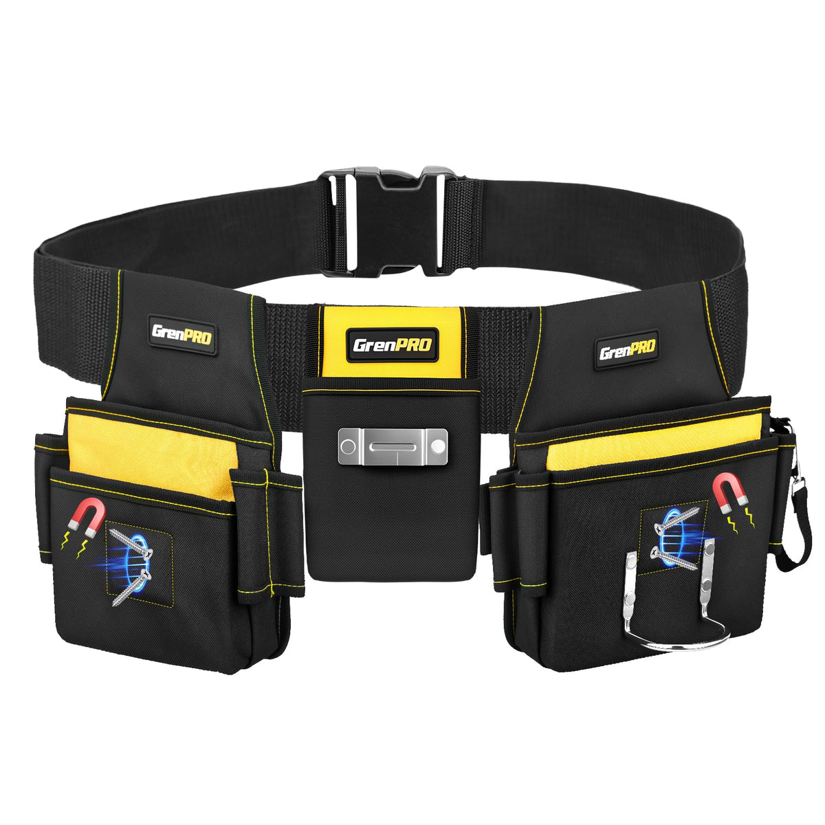 GRENPRO magnetic tool belt with six magnets keeps nails within reach