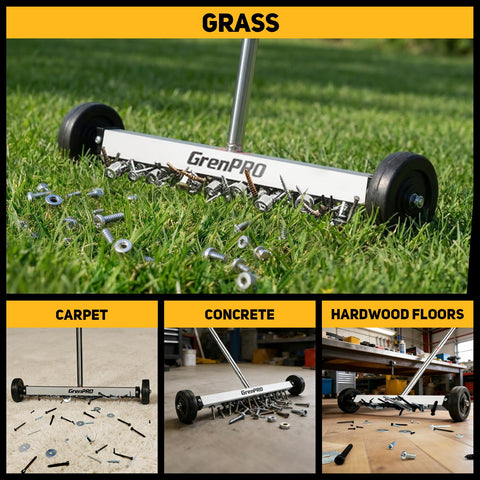 Grenpro portable magnet sweeper is easy to store and transport.
