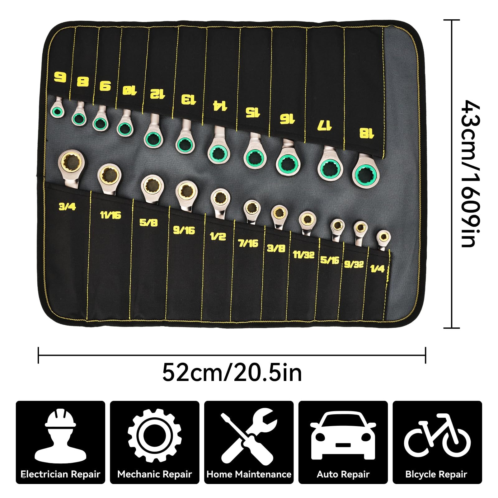 GRENPRO wrench set showing 12-point box end for secure grip during tough bolts.