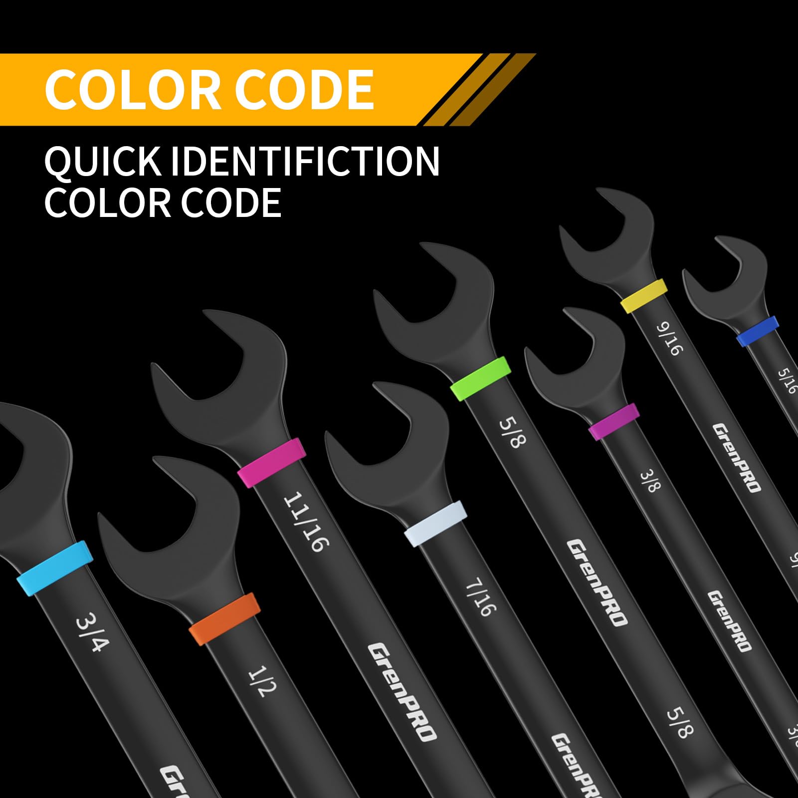 GRENPRO SAE one-quarter-inch wrench for accurate fastener sizing.