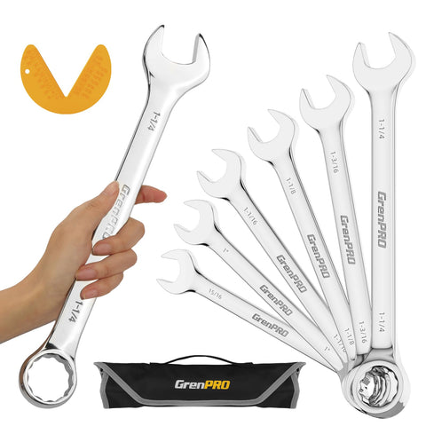 GRENPRO SAE wrench set with open-end design in a roll-up pouch for portable organization