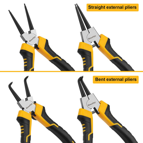 GRENPRO snap ring pliers external bent jaw for tight spaces