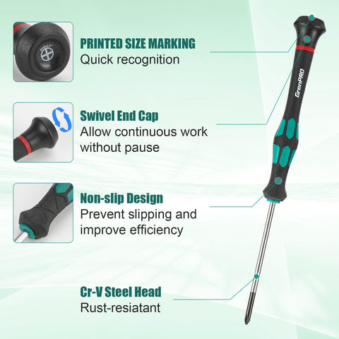 Textured ergonomic handle provides secure grip during delicate work