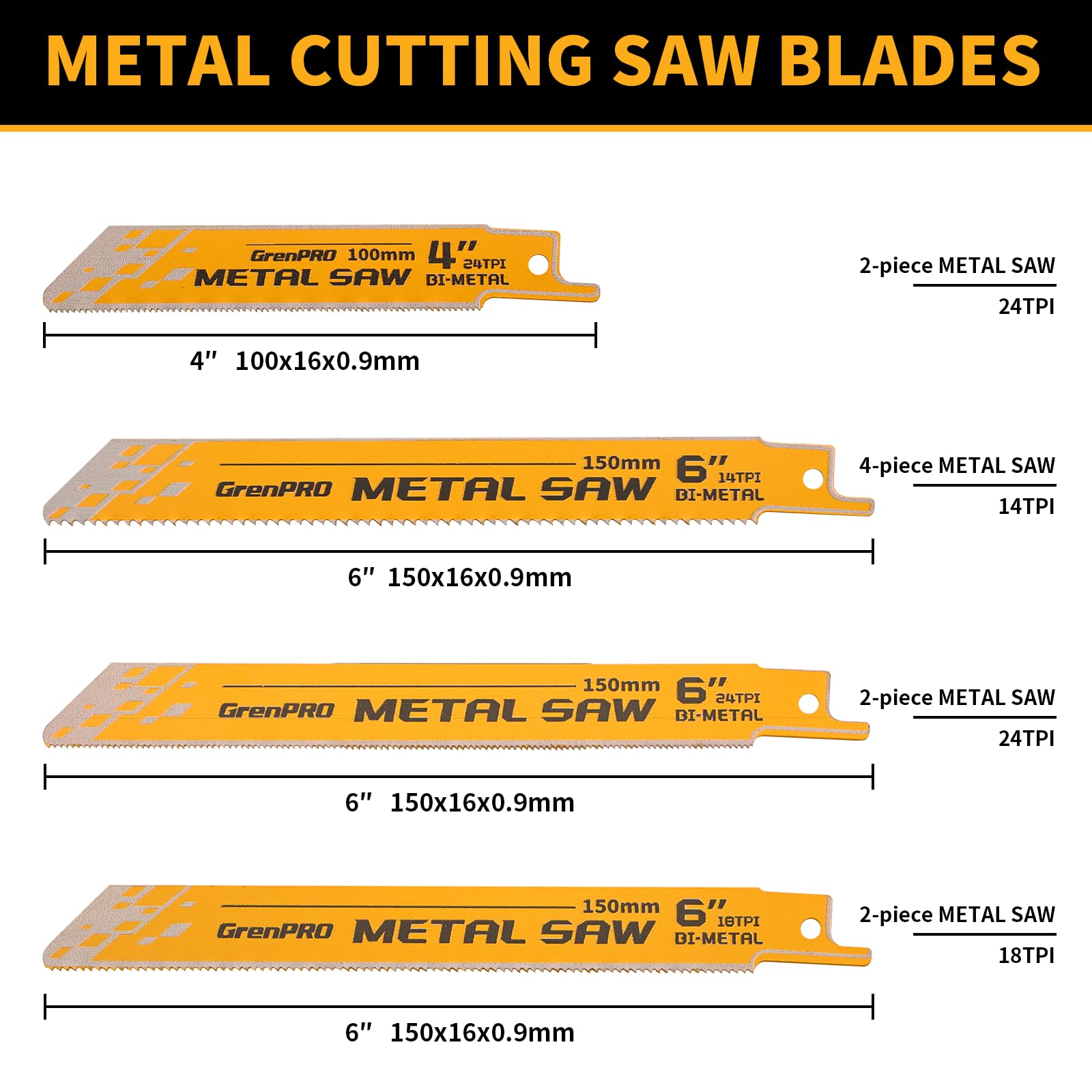 Grenpro universal recip blade set fits DeWalt Milwaukee Bosch for quick swaps