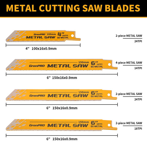 Grenpro universal recip blade set fits DeWalt Milwaukee Bosch for quick swaps