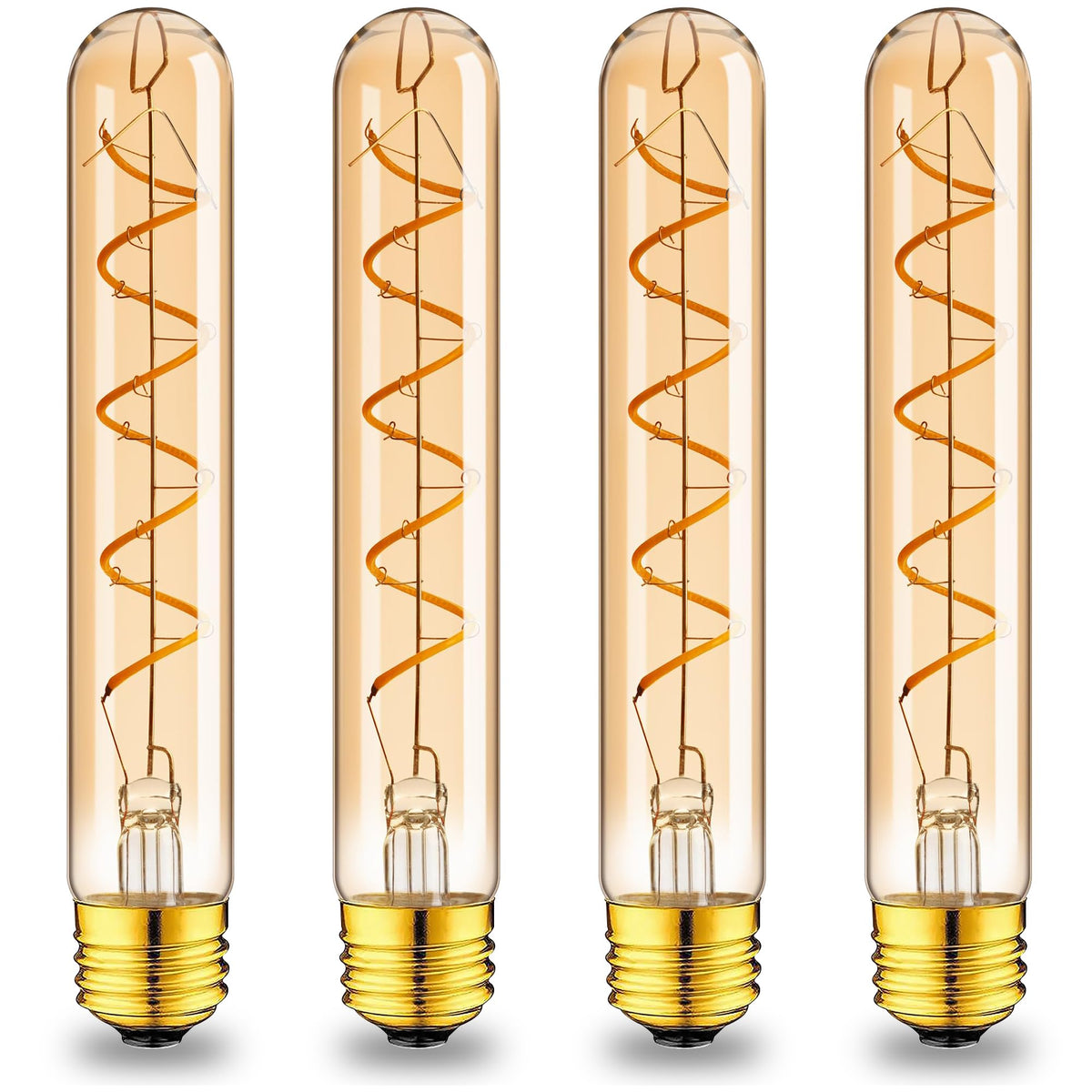 Grensk E26 amber tubular LED bulb enhances vintage chandeliers with warm glow