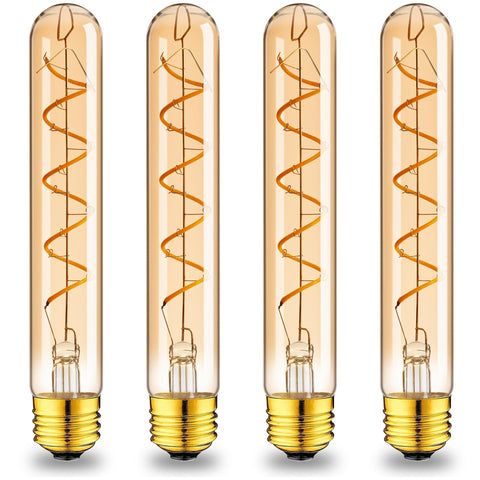 Grensk E26 amber tubular LED bulb enhances vintage chandeliers with warm glow