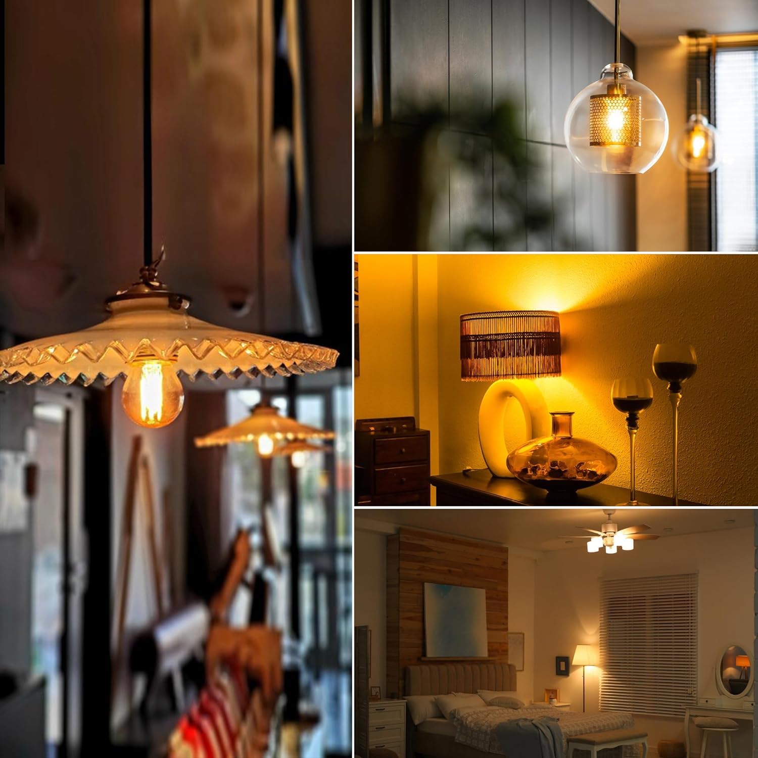 Grensk G40 3W amber bulb inside lamp for dimmable glow