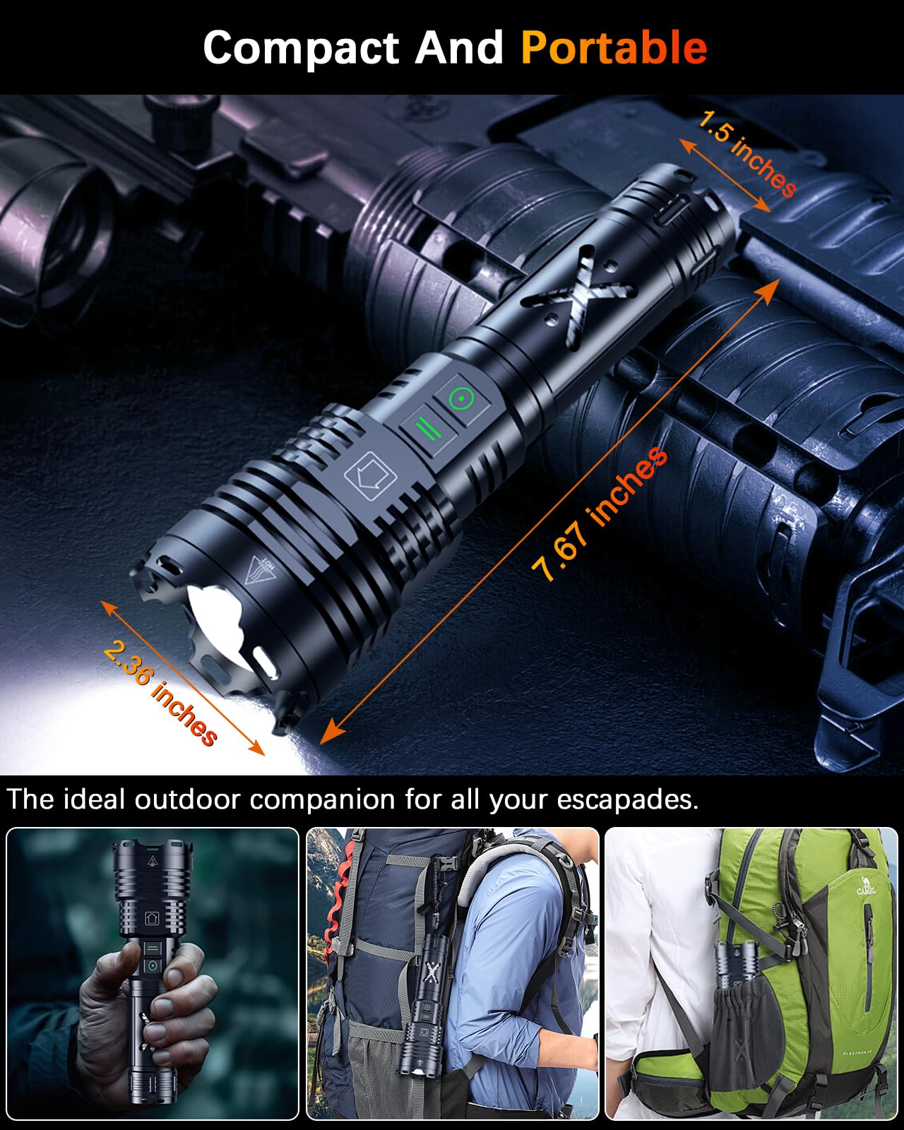 Grentay zoomable flashlight design enabling flood to spot lighting