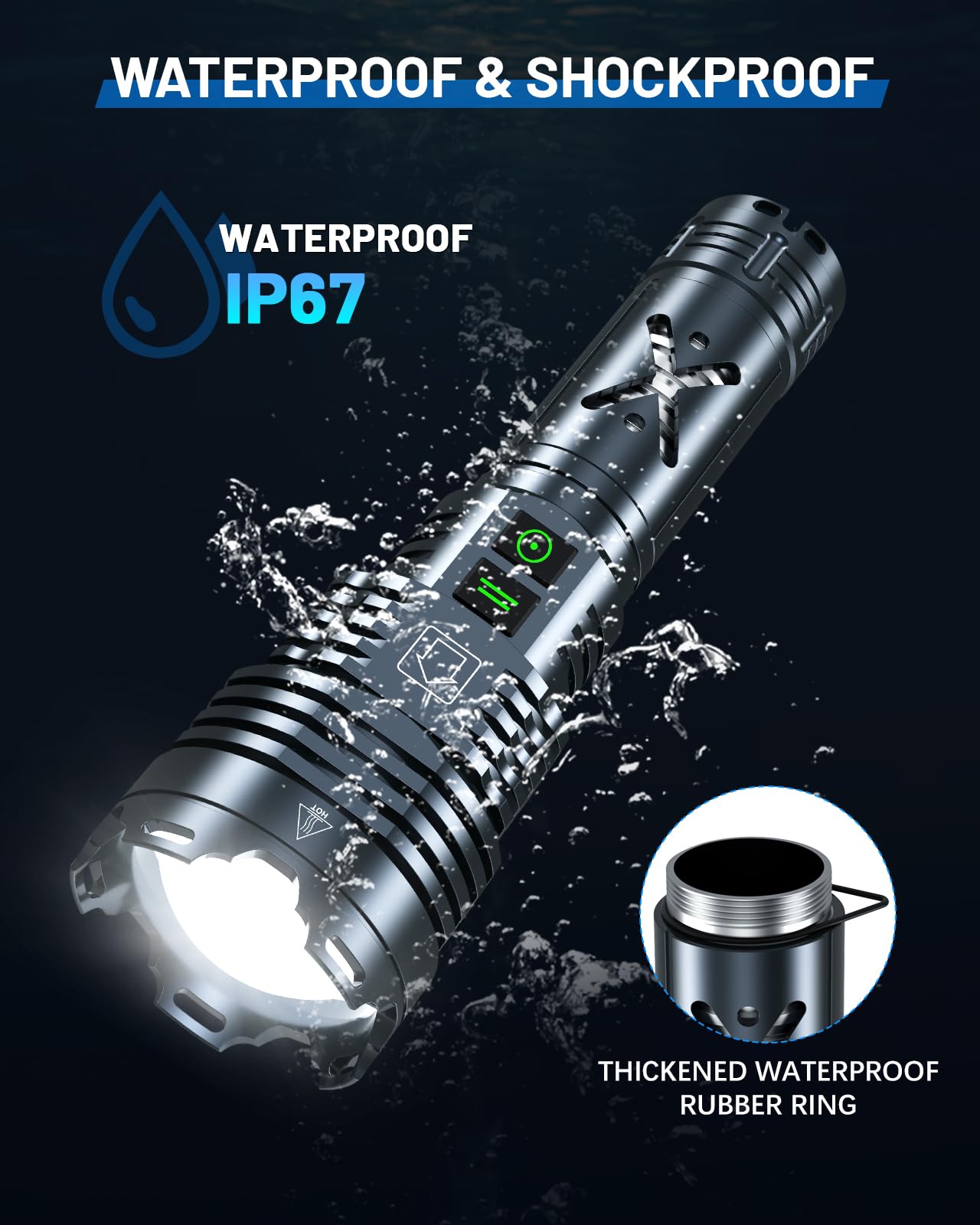 Grentay Super Bright Flashlight battery indicator helps monitor charge status