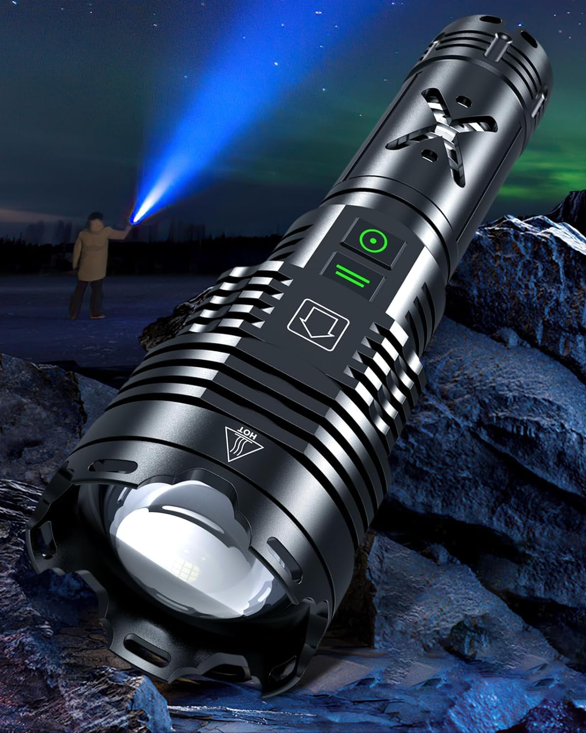 Grentay super bright flashlight front view for clear night visibility on hikes