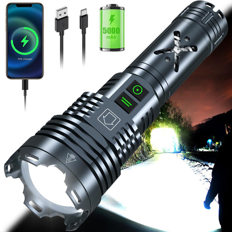 Grentay Super Bright Flashlight packaging includes accessories for quick setup