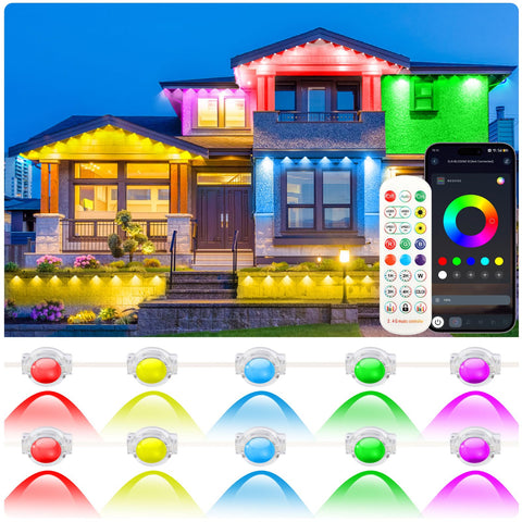 Grestar 300ft outdoor lights show scalloped wall effect for ambient exterior lighting.