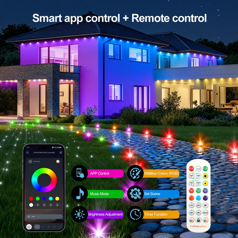 Grestar smart RGB ground lights controlled by the app for customizable color scenes