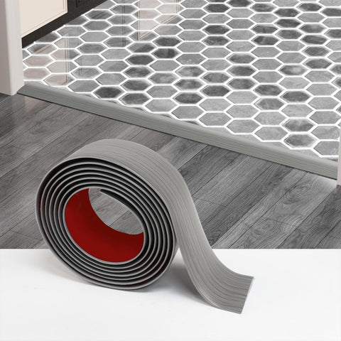 Greymond floor transition strip self adhesive application showing quick tool free install