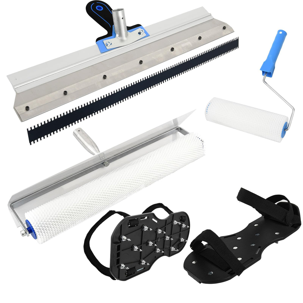 GRGTHDS spike-roller blue smoothing epoxy floors with bubble-free finish