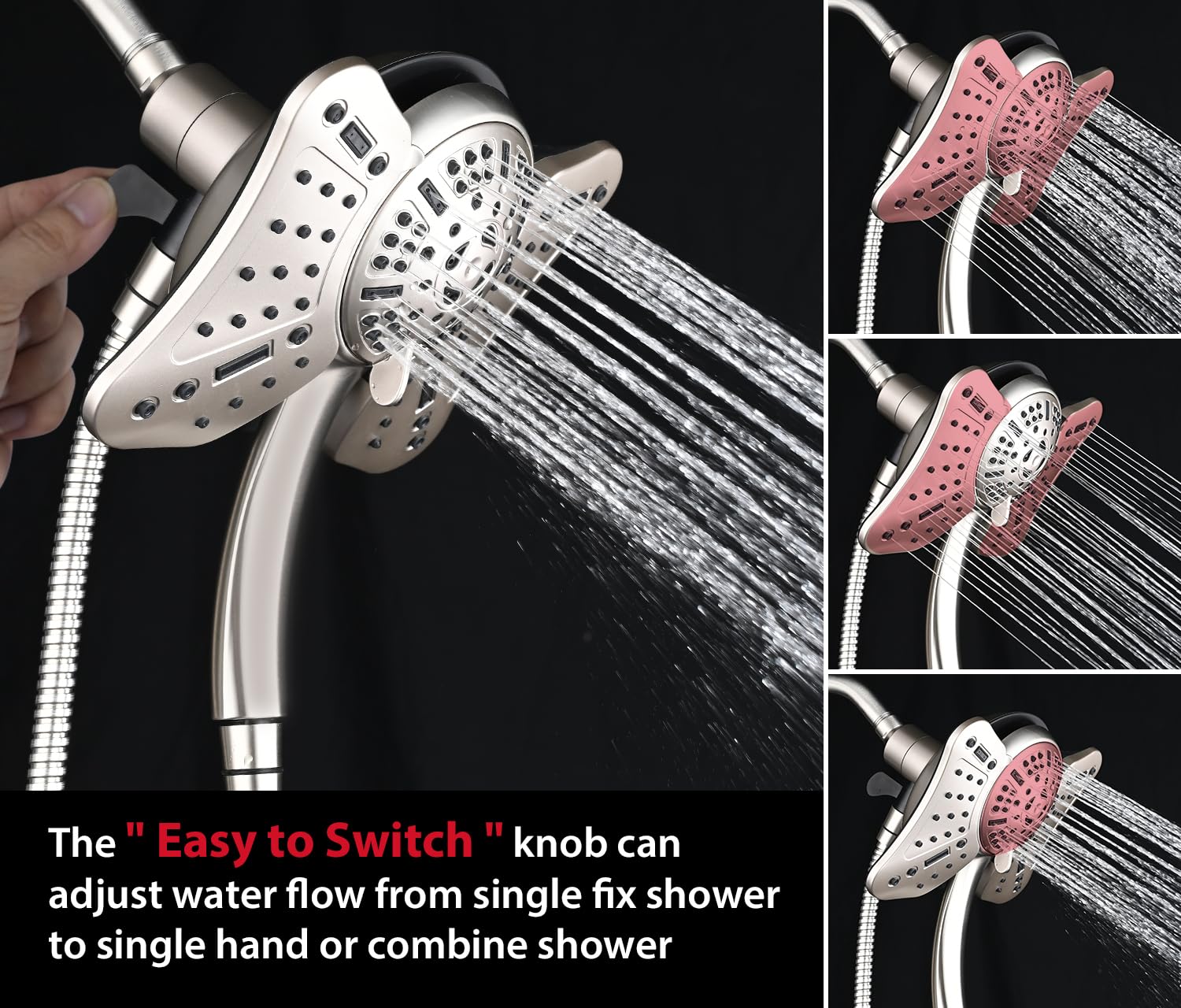 GRICH 9 spray modes control knob for customizable showers