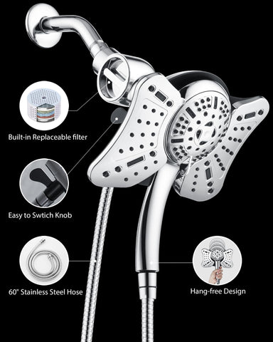 GRICH chrome-filter system with mineral beads softens water and enhances feel.