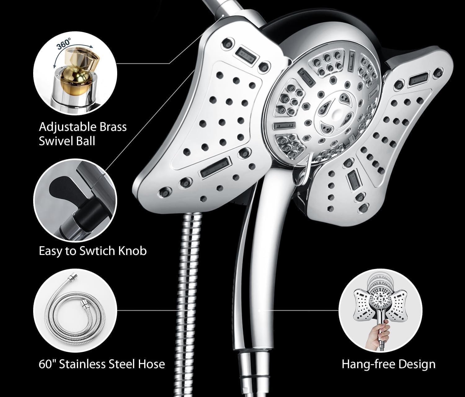 GRICH chrome plated ABS construction ensures durability and eco friendly design