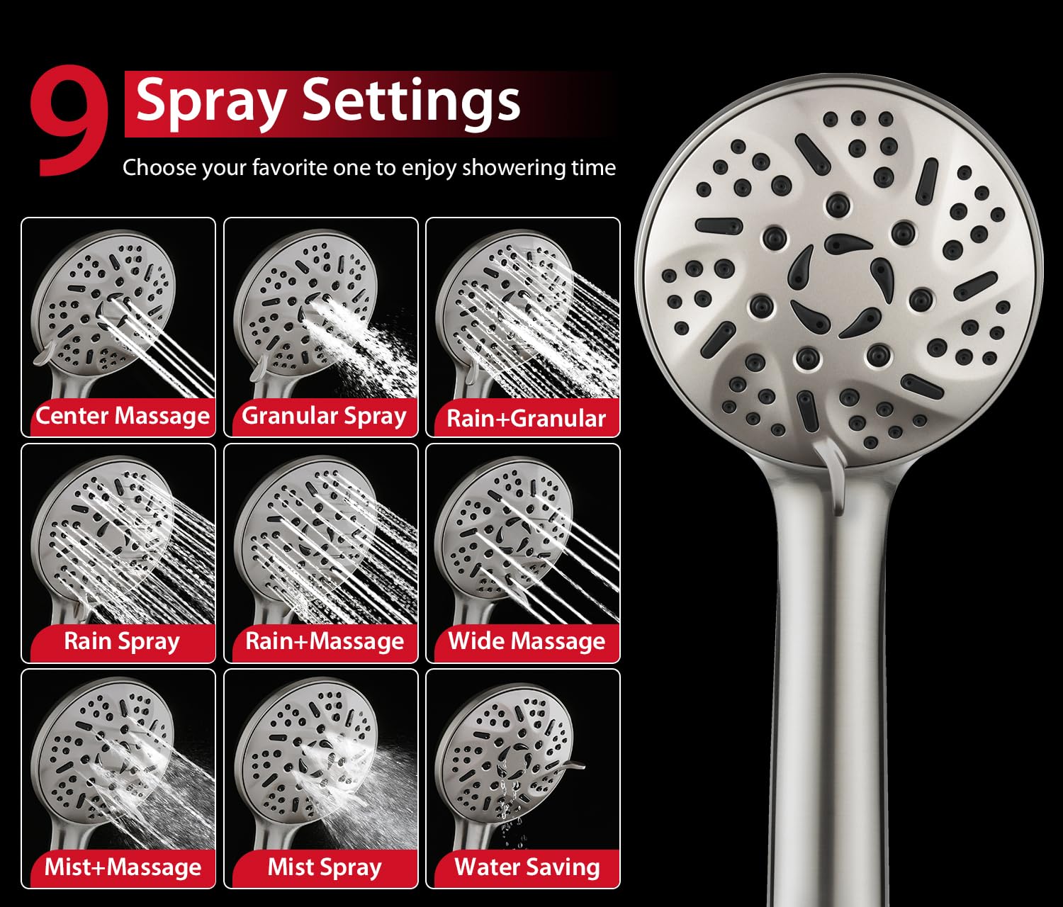GRICH detachable design lets rain and handheld flow together or separately
