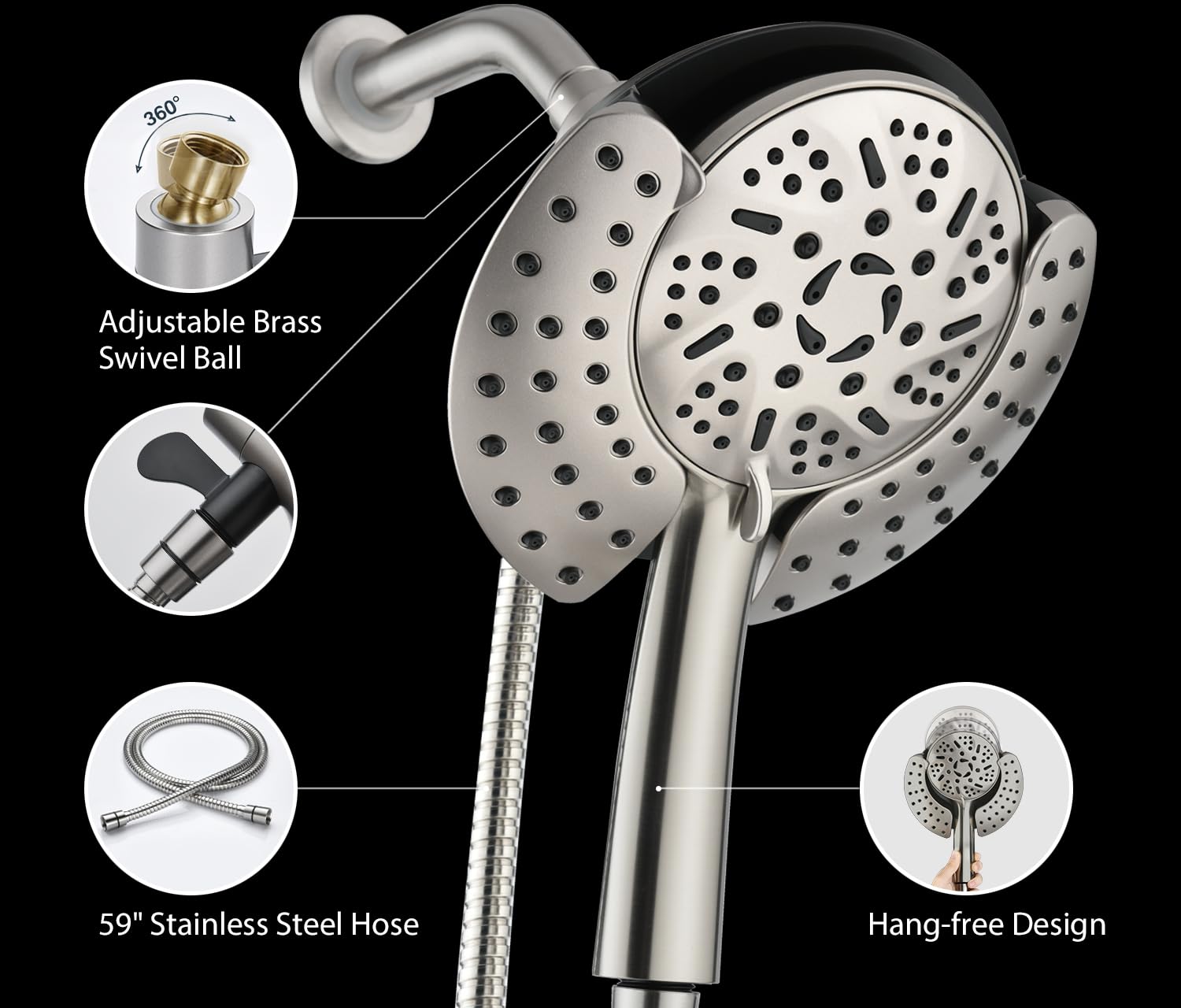 GRICH universal G1/2 connector ensures easy fit on most showers