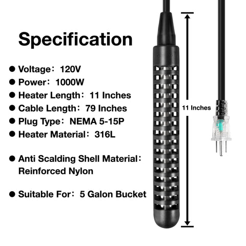 GRILLME immersion heater with stainless steel 316L shell shows durability
