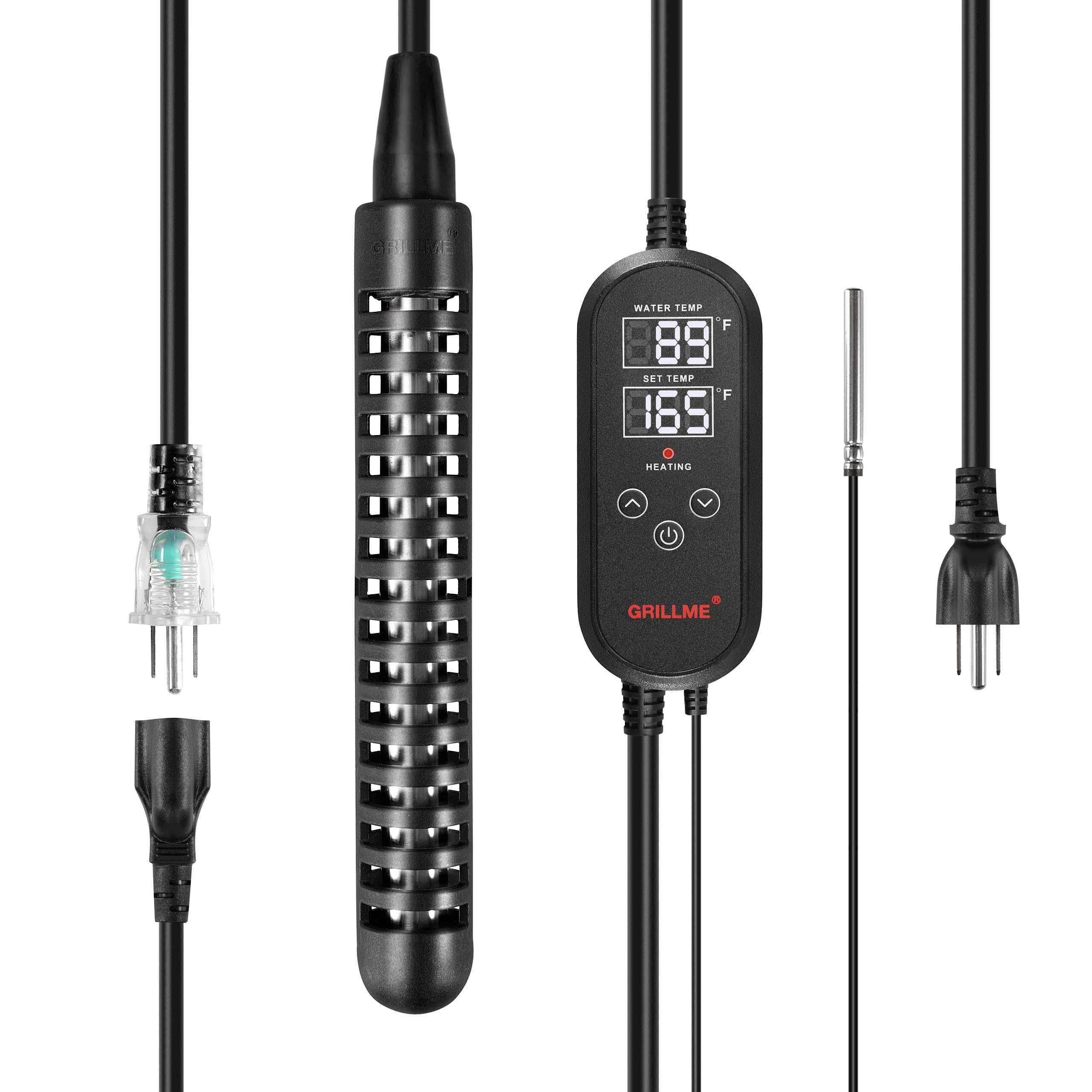 GRILLME intelligent temperature controller adjusts heat precisely for bucket use.