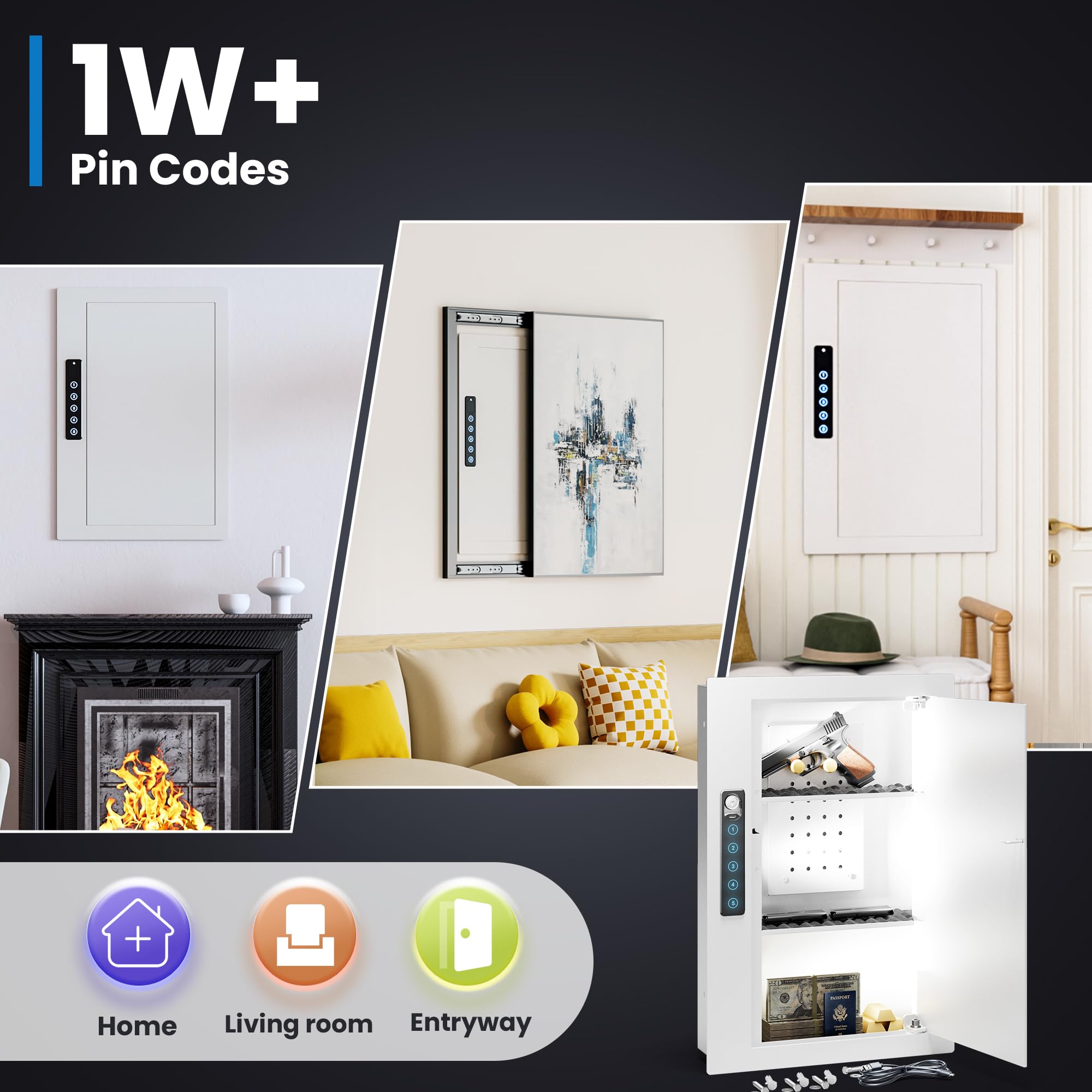 Grimtron Anti-theft hidden wall safe designed to protect valuables