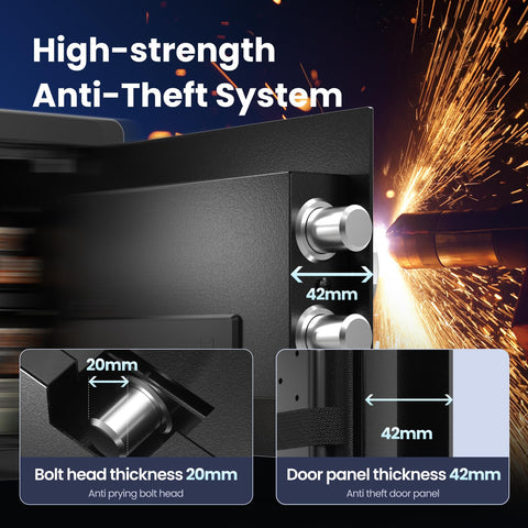 Grimtron Safe removable shelf allows flexible organization of items.