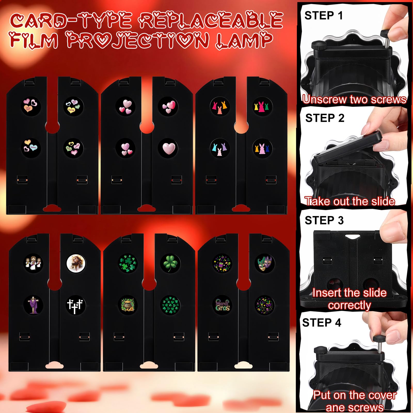 Grinsvalley Valentines Projector Light setup demonstrates quick holiday transformation in indoor or outdoor spaces