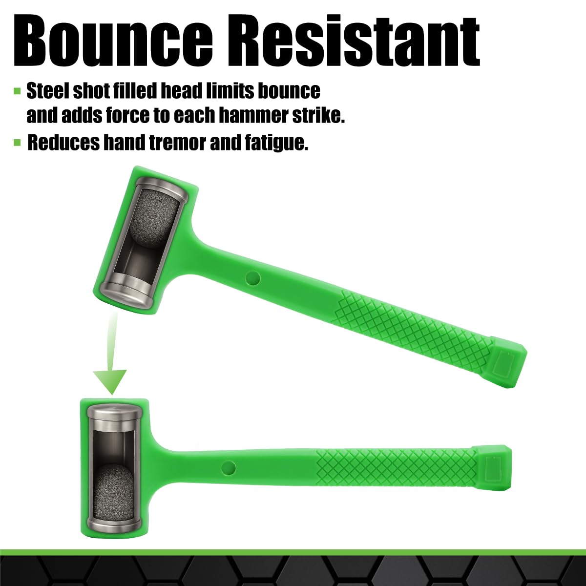 GRIP 1 lb ball-peen hammer in use on a metal surface