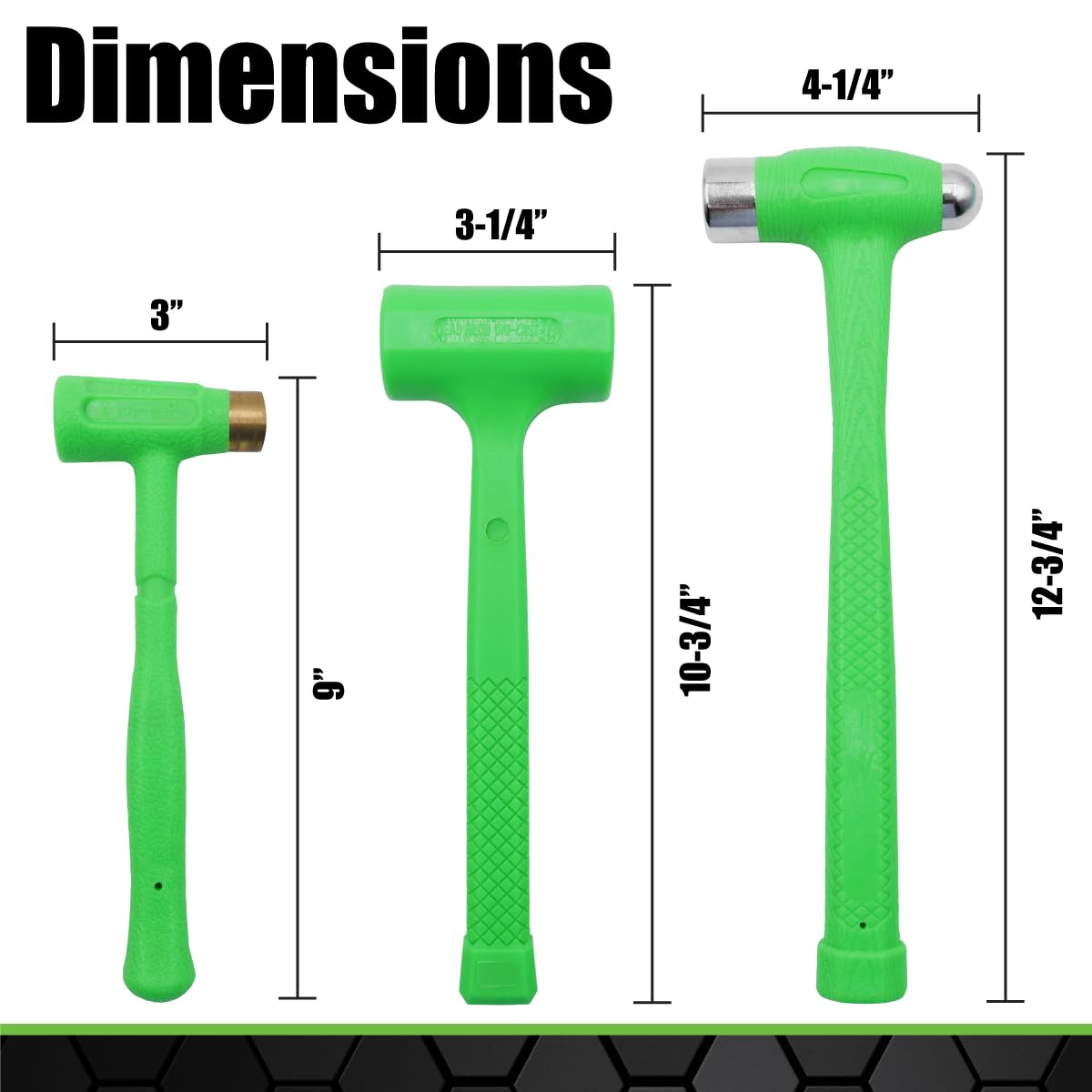 GRIP 3pc Deadblow Hammer Set featuring 1 lb ball-peen hammer for metalworking