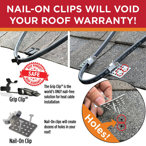 Grip Clip setup for ice dam cable in action