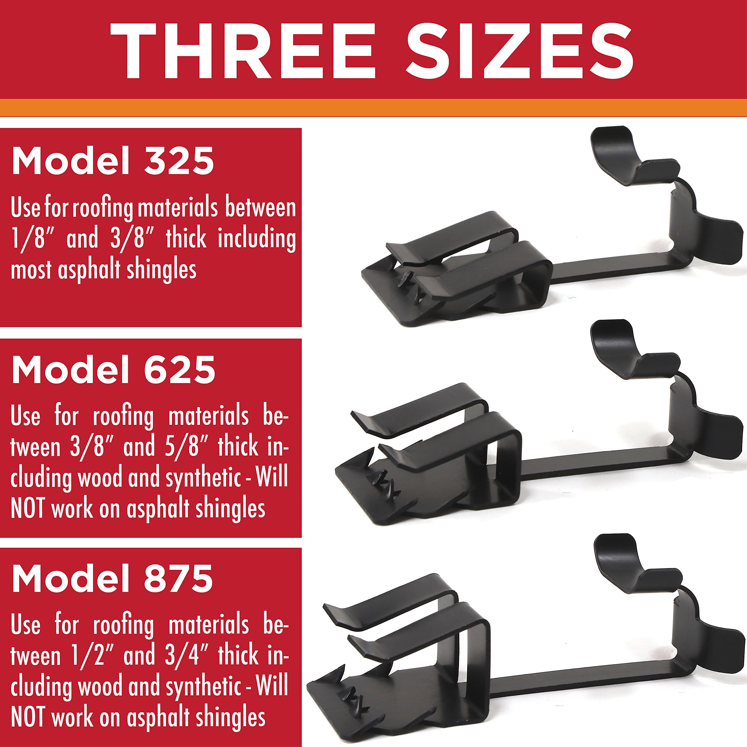 Grip Clip universal compatibility with common heat cables and shingles