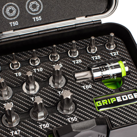 Grip Edge case with foam insert keeps tools neatly organized during projects.